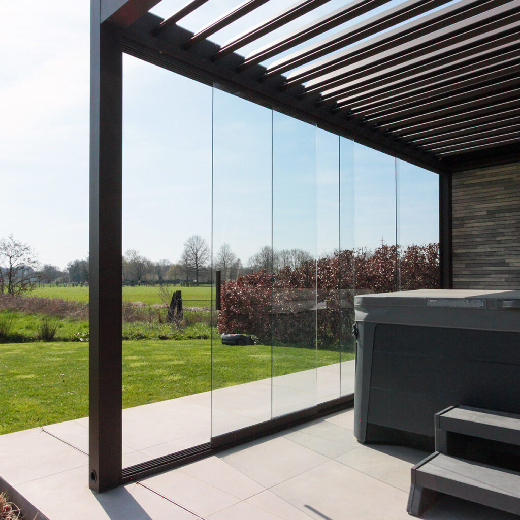 Custom Glass Sliding Doors for a Pool House Terrace Annex